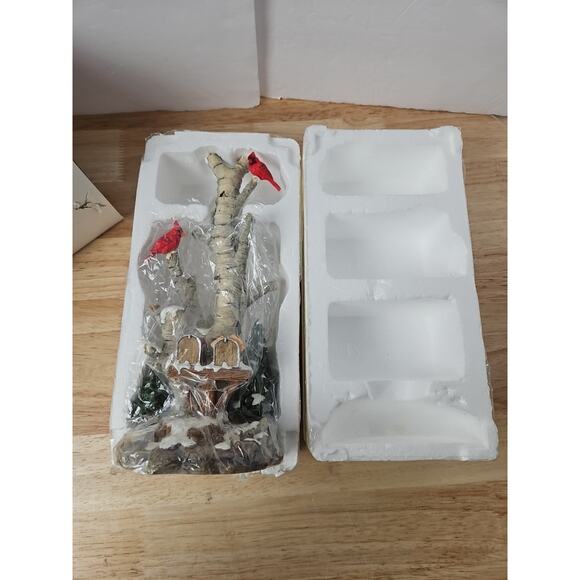 Dept 56 Village Birch Tree Cluster with Two Mailboxes 52631 With Box Cardinals - Picture 4 of 16